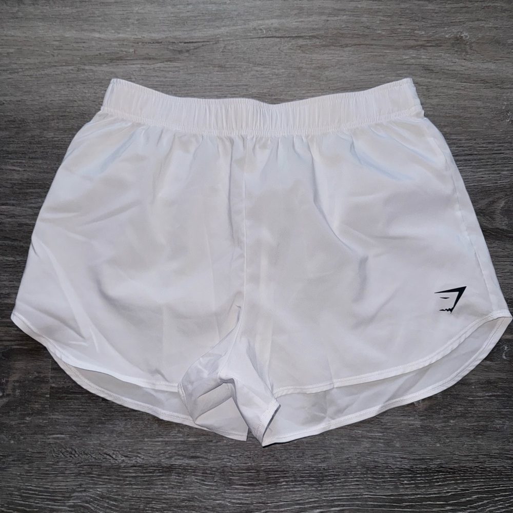 White gym shark athletic shorts